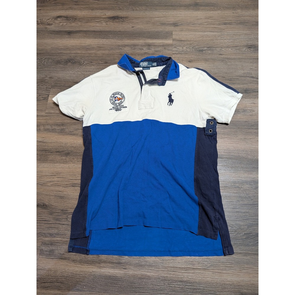 Polo Ralph Lauren Mens XL Custom Fit Quarter Zip Naval Rescue Patrol Polo Shirt